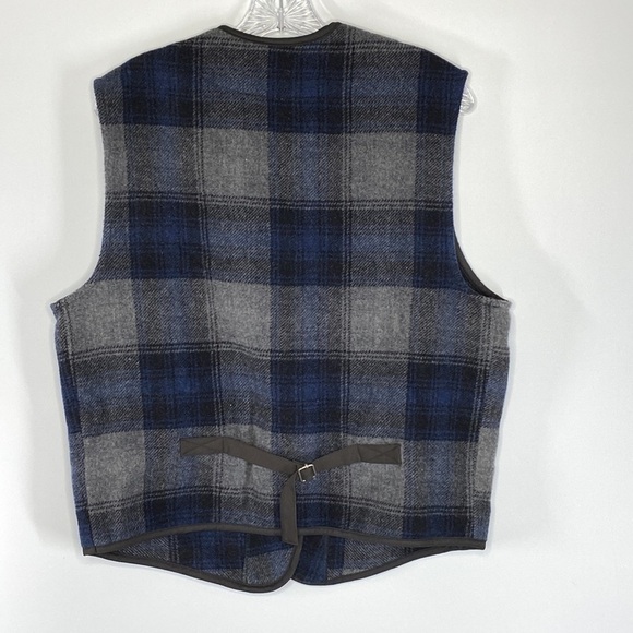 Vintage The Limited Wool Plaid Snap Button Vest Gray Blue Black Size Medium - Picture 2 of 4